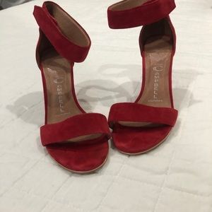 Red leather heels